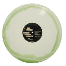 Load image into Gallery viewer, A bone white vinyl record from Mayday Parade with a subtle olive green tint at the edges, featuring a black label with white text in the center.