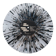 Load image into Gallery viewer, The Mayday Parade Black Splatter Vinyl LP features a striking black and white splatter design radiating from the center, paired with a black central label and white text for an artistic, abstract look.