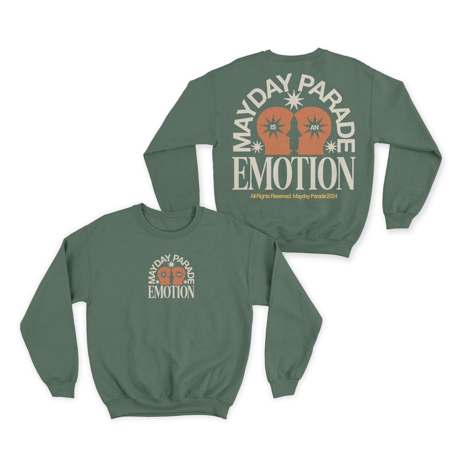 Emotion - Field Green Crewneck front and back