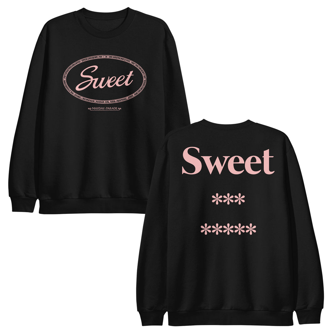 mayday parade Sweet (Puff Print) - Black Crewneck front and back